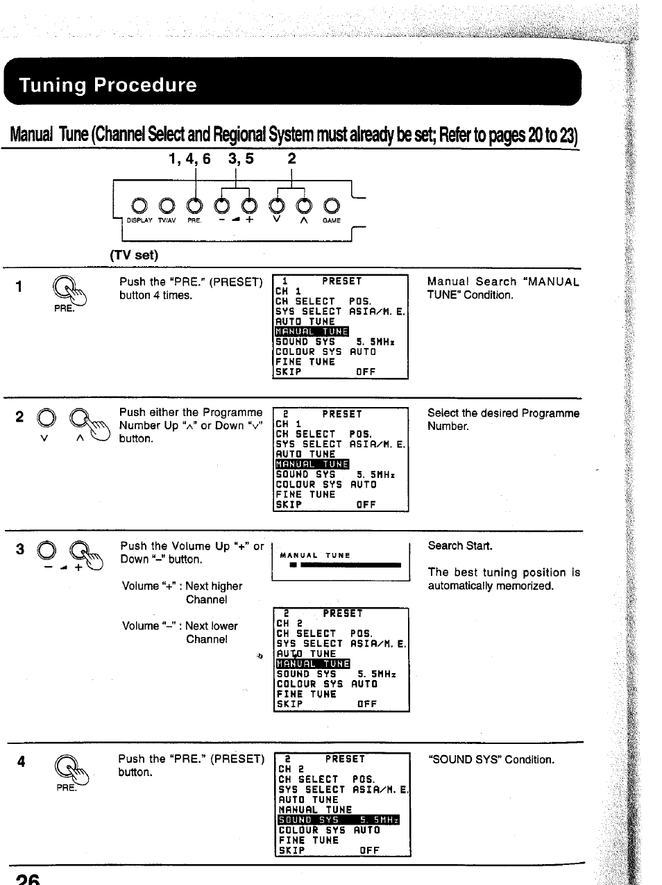 Tuning procedure, Tv set) | Panasonic TC-43P15 User Manual | Page 26 / 59