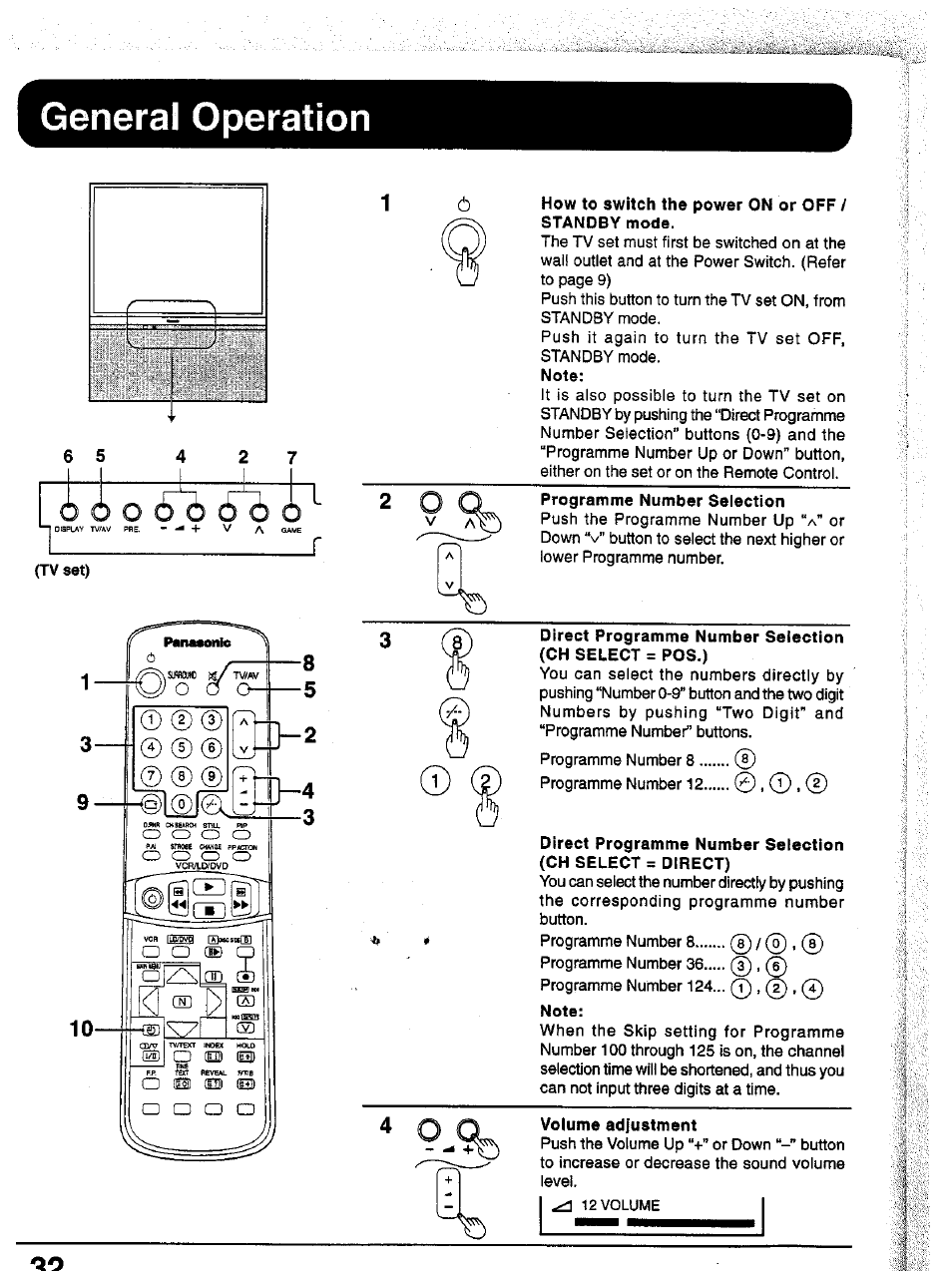 General operation, О о о, О о a | Oo 6, Cd ^ шв | Panasonic TC-43P15 User Manual | Page 32 / 59