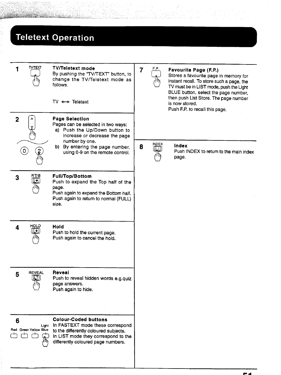 Teletext operation | Panasonic TC-43P15 User Manual | Page 51 / 59