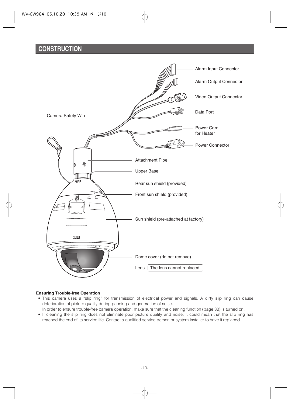 Construction | Panasonic WV-CW964 User Manual | Page 10 / 56