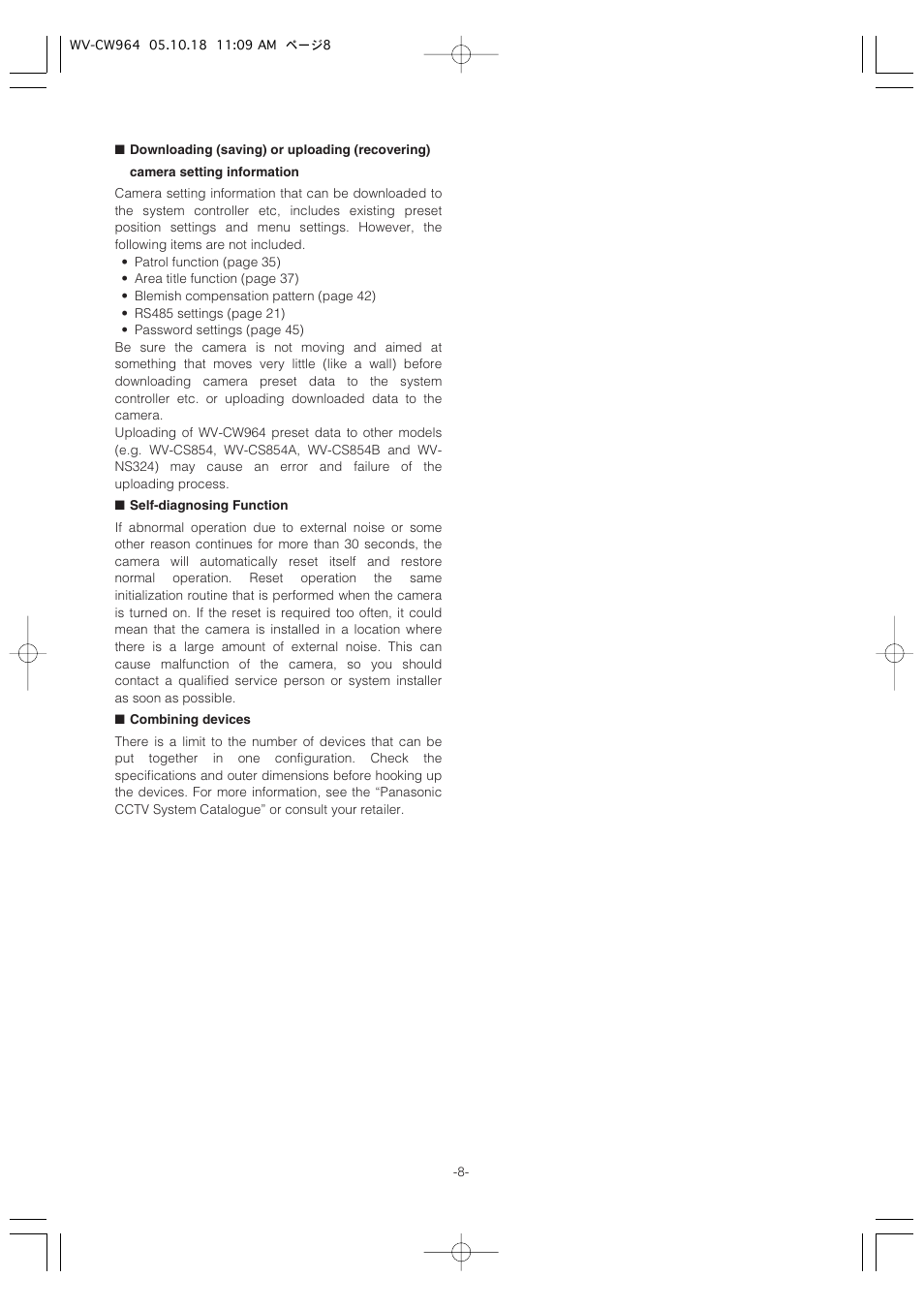 Panasonic WV-CW964 User Manual | Page 8 / 56