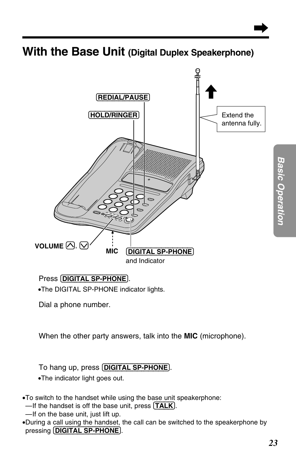 With the base unit | Panasonic KX-TC1220NZW User Manual | Page 23 / 60