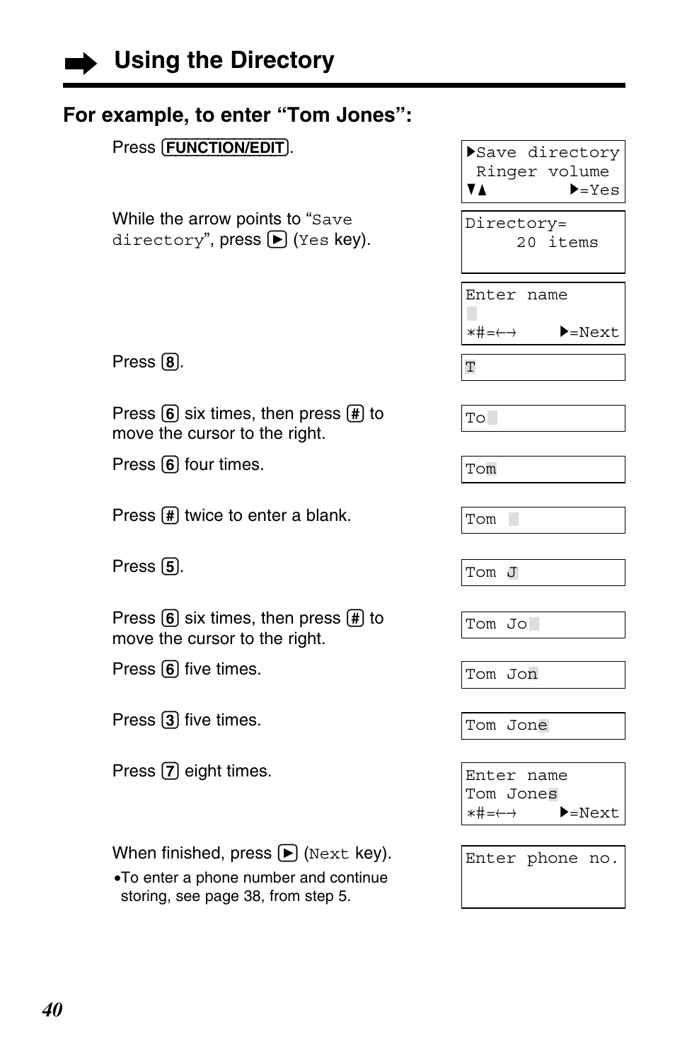 Using the directory | Panasonic KX-TC1220NZW User Manual | Page 40 / 60