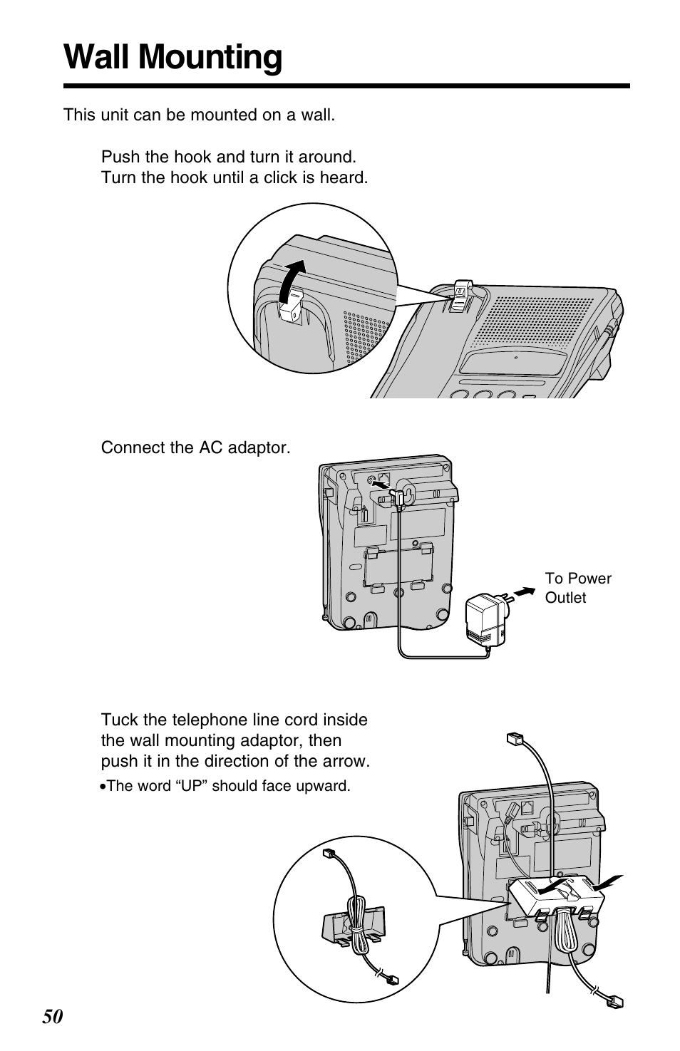 Wall mounting | Panasonic KX-TC1220NZW User Manual | Page 50 / 60