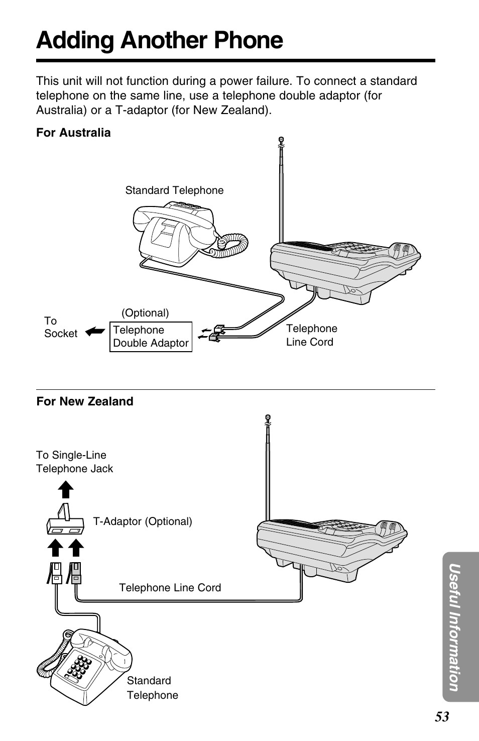 Adding another phone, 53 useful information | Panasonic KX-TC1220NZW User Manual | Page 53 / 60