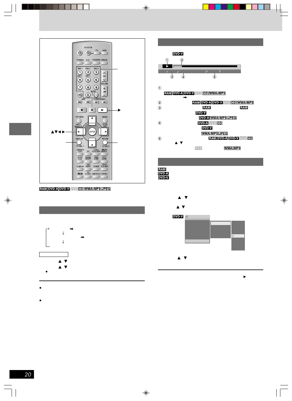 Using on-screen menus, Progress indicator, Changing play speed | Common procedures | Panasonic SC-HT670 User Manual | Page 20 / 36