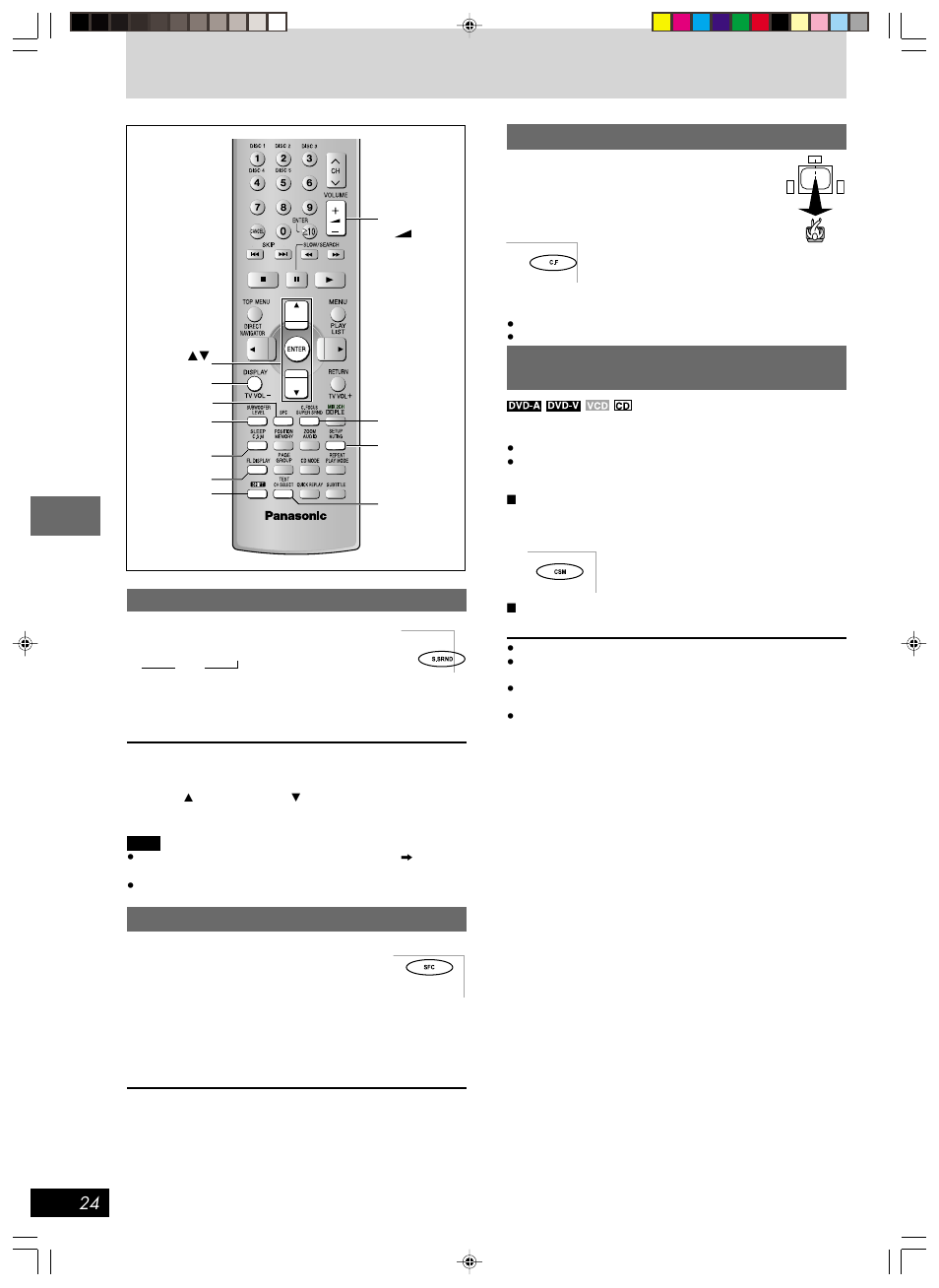 Super surround, Sound field control, Center focus | Panasonic SC-HT670 User Manual | Page 24 / 36