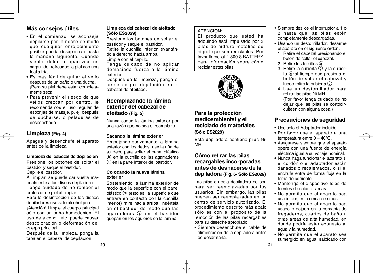 Panasonic ES2029 User Manual | Page 11 / 12