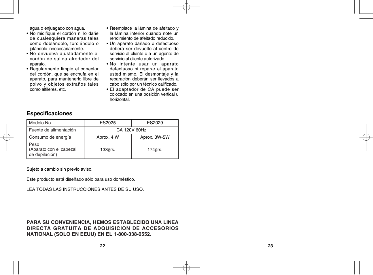 Panasonic ES2029 User Manual | Page 12 / 12