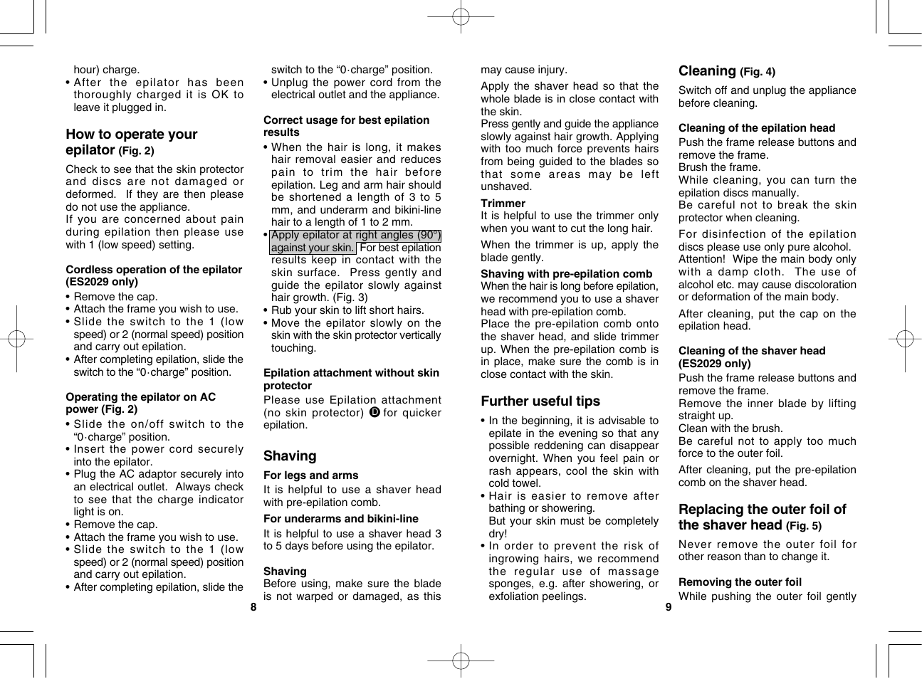 Panasonic ES2029 User Manual | Page 5 / 12