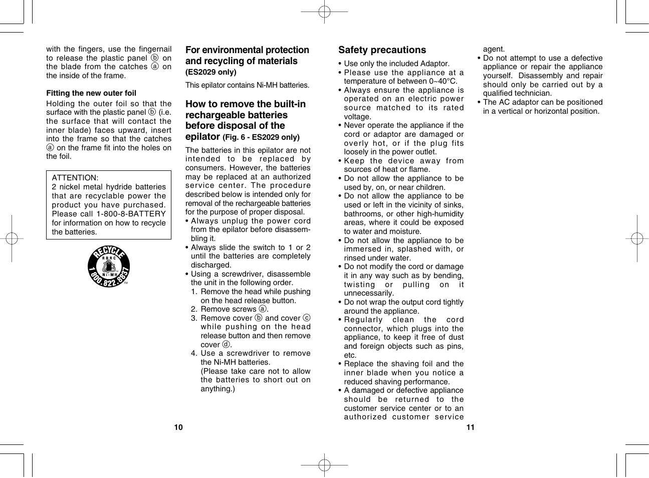 Panasonic ES2029 User Manual | Page 6 / 12