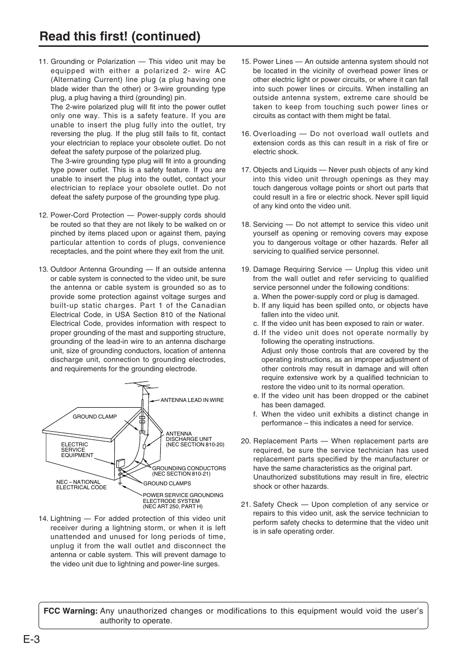 Read this first! (continued) | Panasonic AJ-PCS060G User Manual | Page 4 / 96