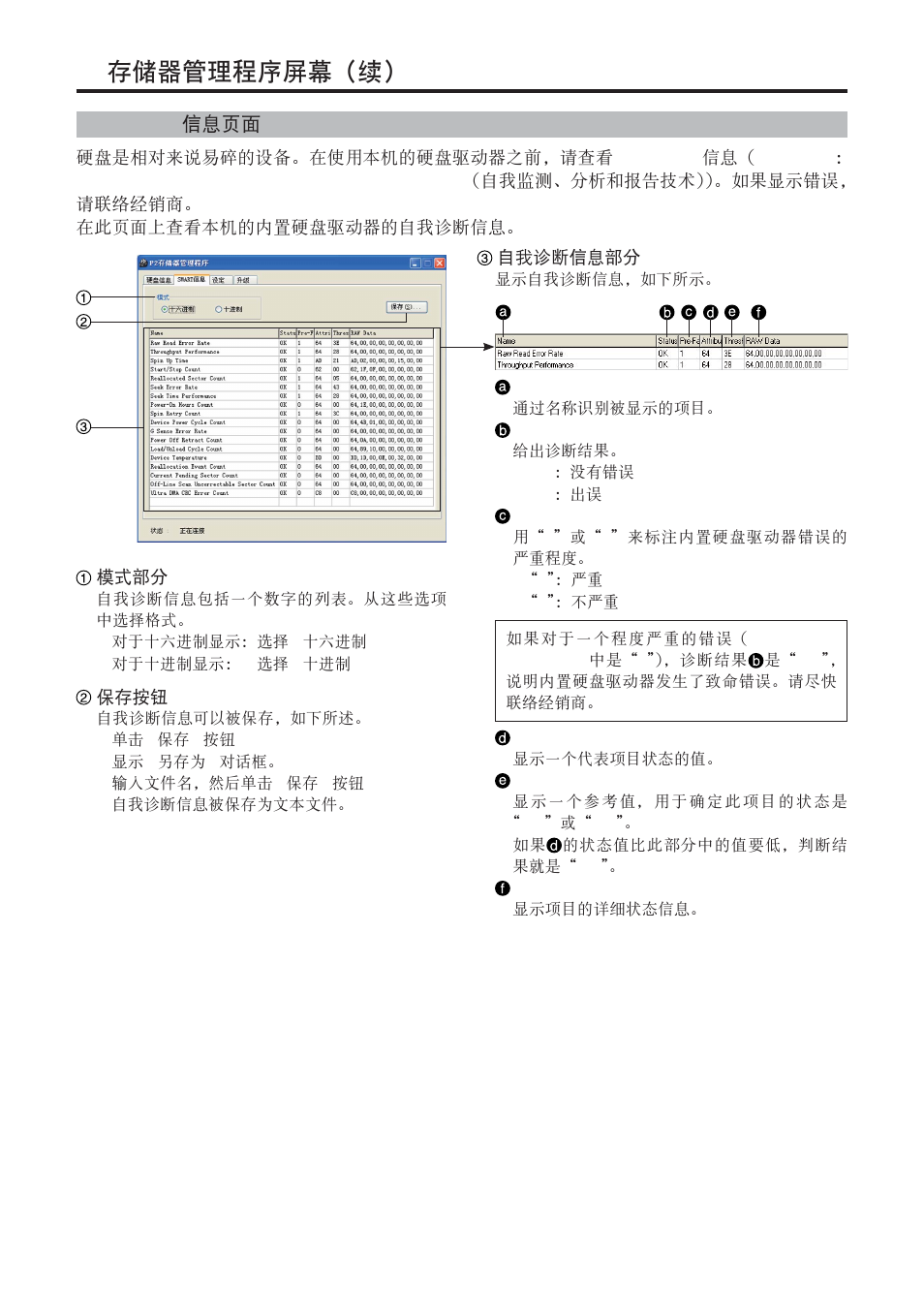 S.m.a.r.t信息页面, P2存储器管理程序屏幕（续, C-21 | Panasonic AJ-PCS060G User Manual | Page 54 / 96