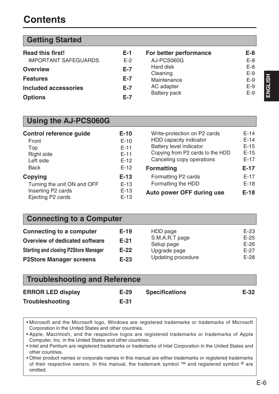 Panasonic AJ-PCS060G User Manual | Page 7 / 96