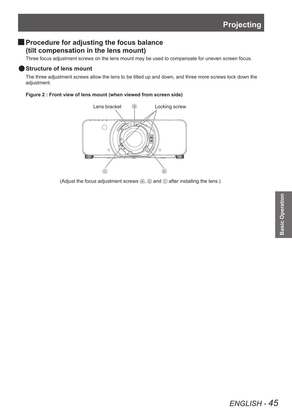 Projecting, English | Panasonic PT-DW90XE User Manual | Page 45 / 130