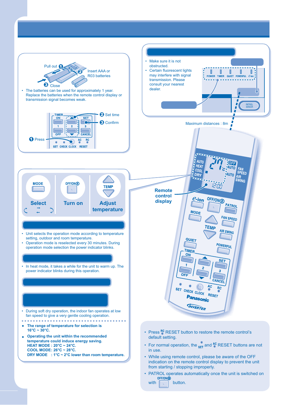 How to operate, Remote control preparation | Panasonic CU-E12GKE User Manual | Page 4 / 14