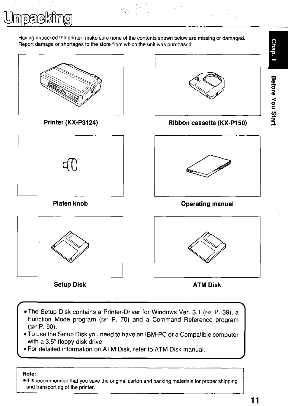 Panasonic KX-P3124 User Manual | Page 11 / 123