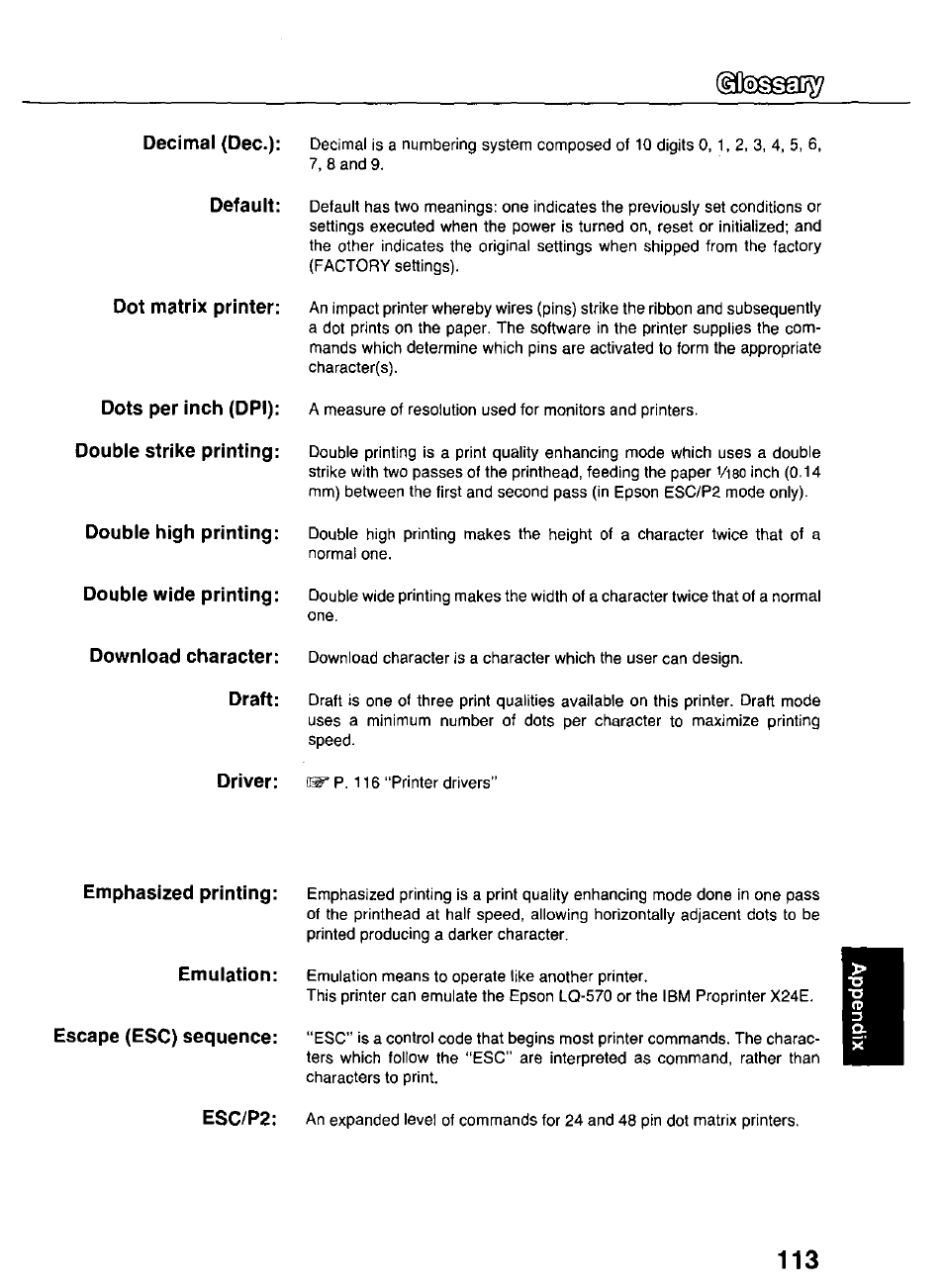 Panasonic KX-P3124 User Manual | Page 113 / 123