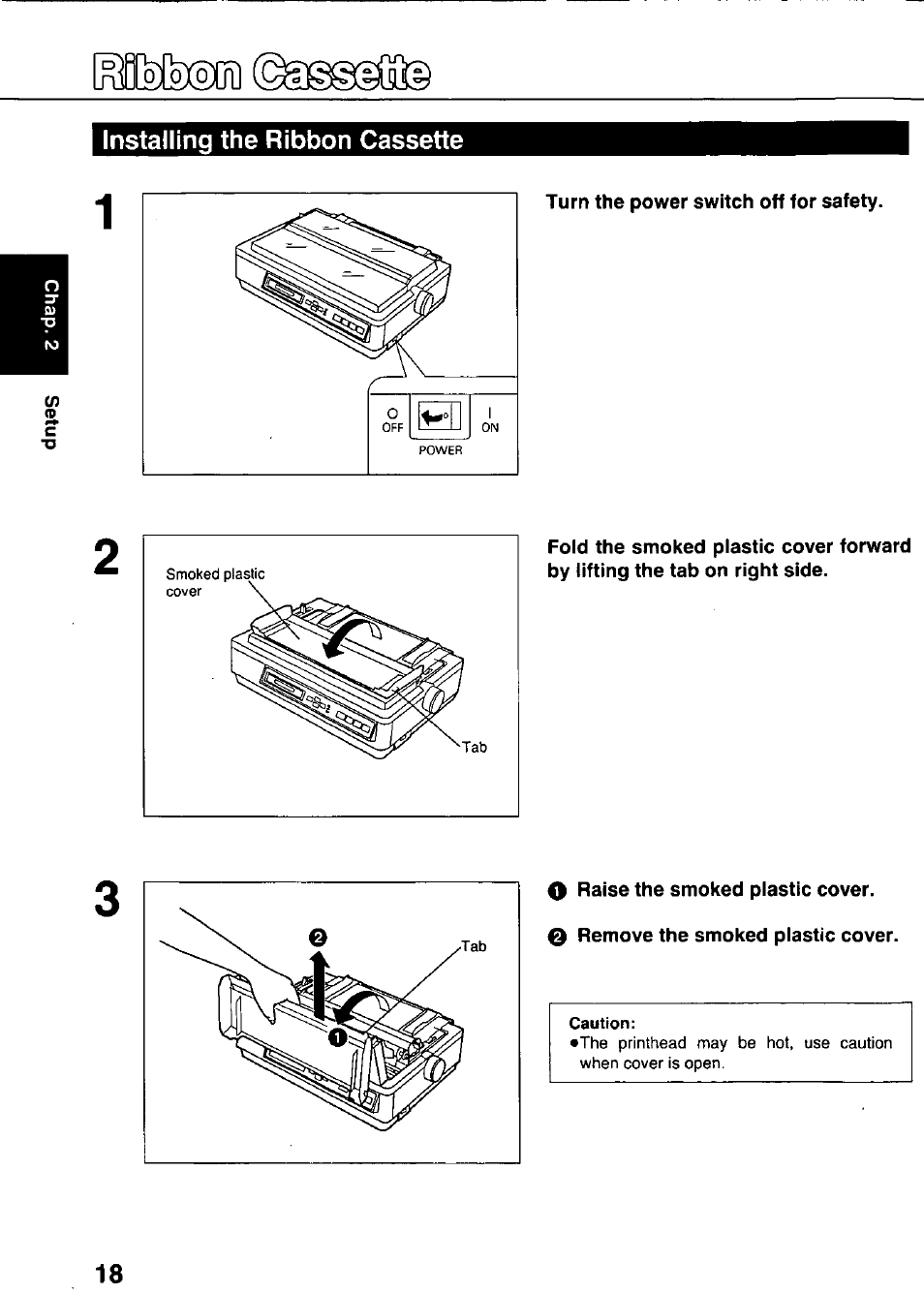 Installing the ribbon cassette | Panasonic KX-P3124 User Manual | Page 18 / 123