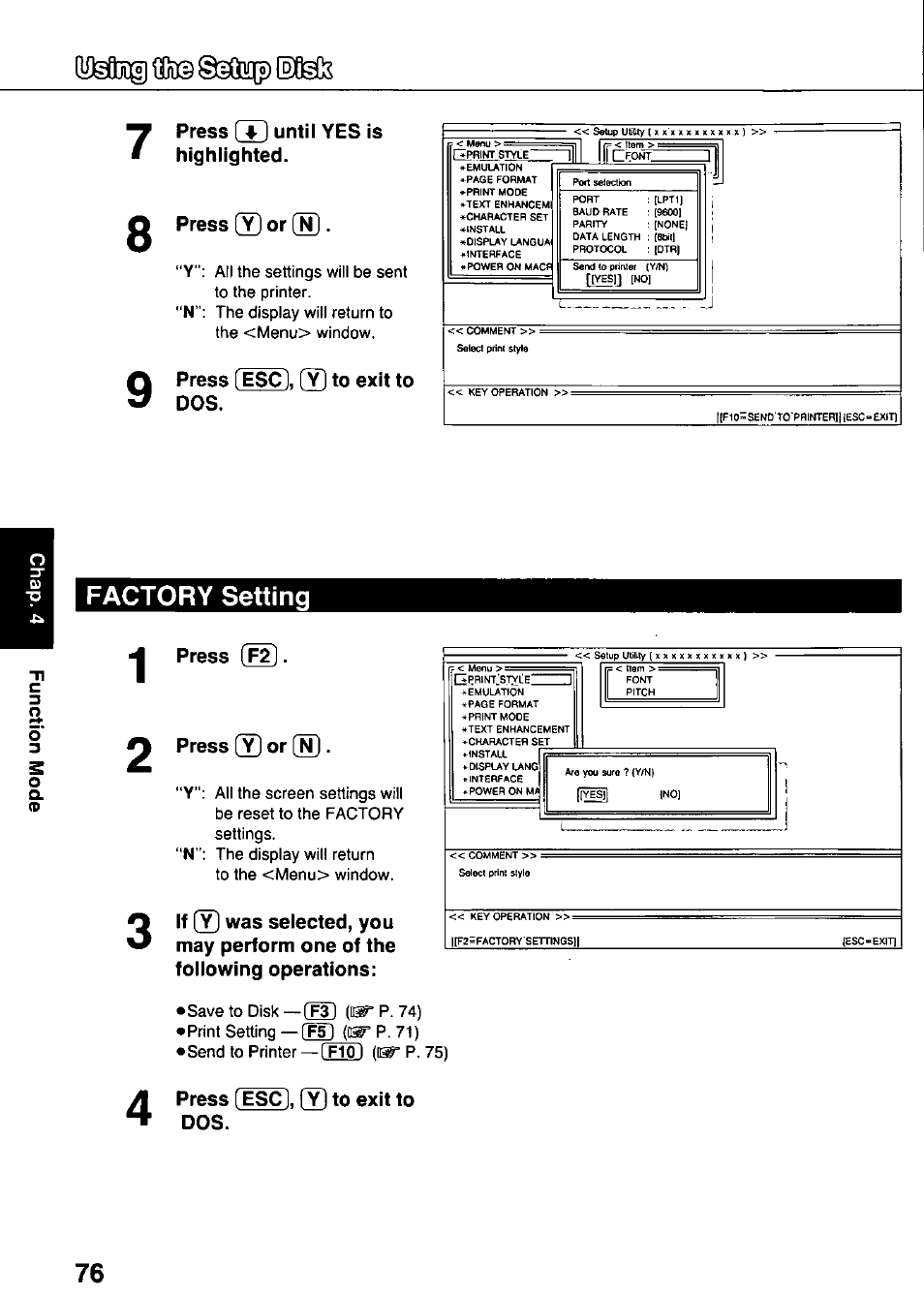 Cmiog iiii© ©saiq») (1), Factory setting, Factory settings | Panasonic KX-P3124 User Manual | Page 76 / 123