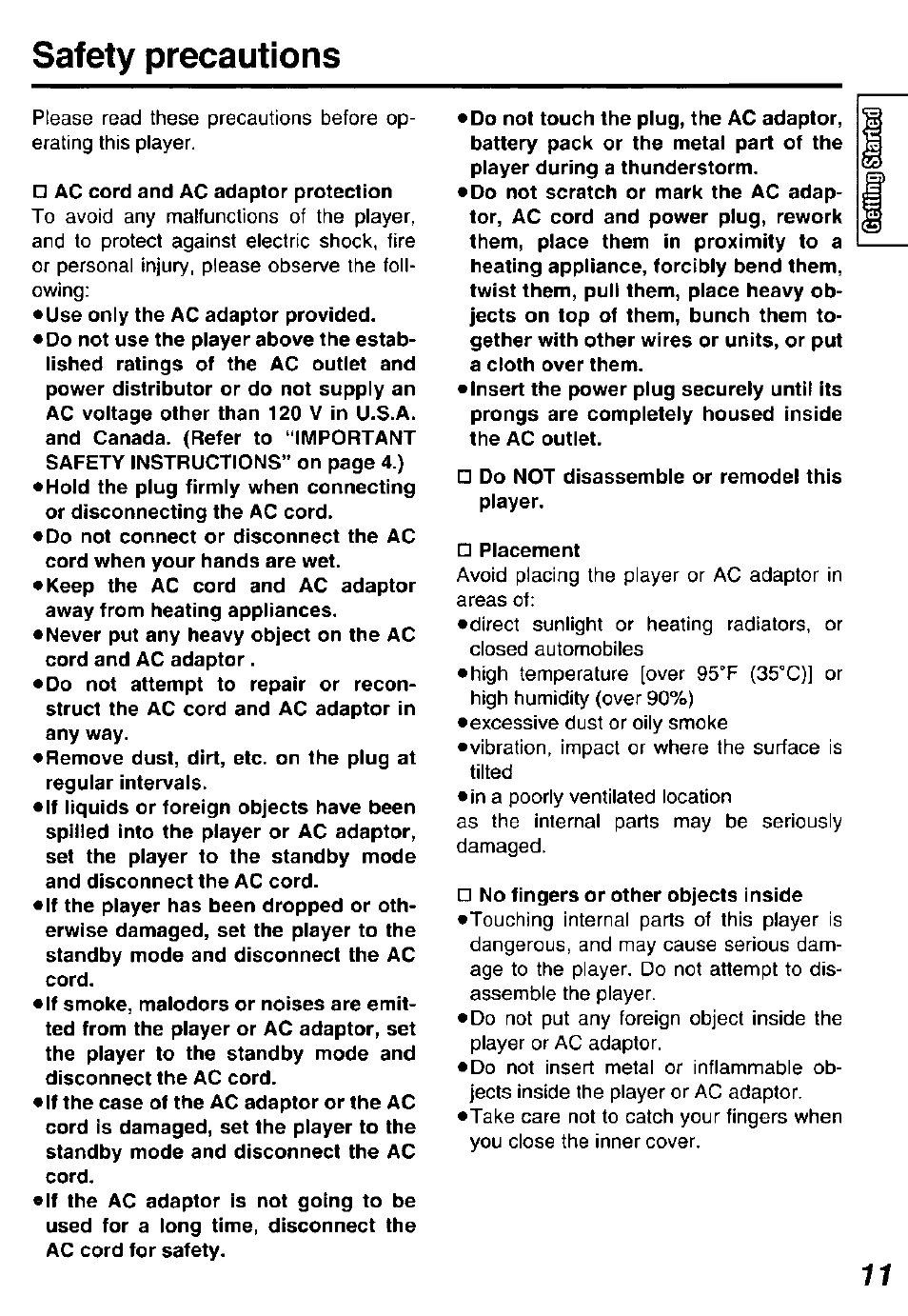 Safety precautions | Panasonic DVDL50D User Manual | Page 11 / 84