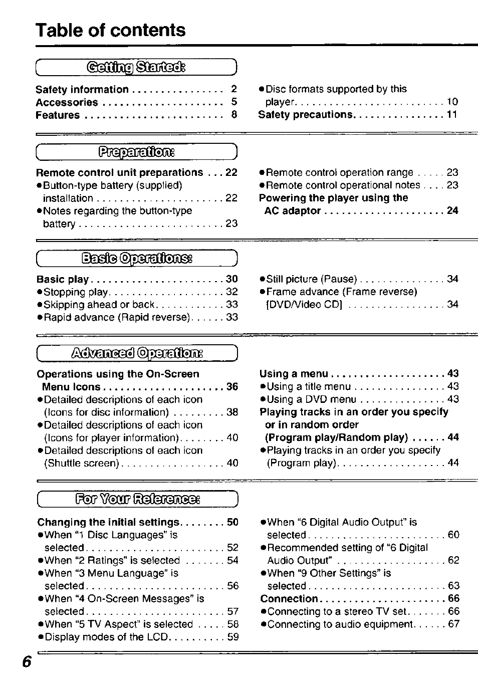 Panasonic DVDL50D User Manual | Page 6 / 84