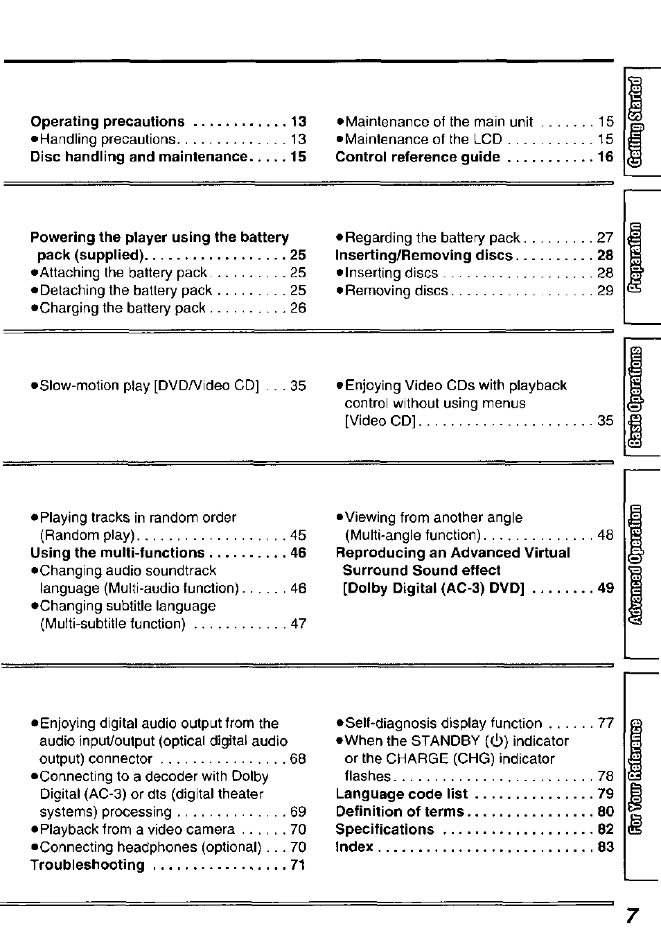 Panasonic DVDL50D User Manual | Page 7 / 84