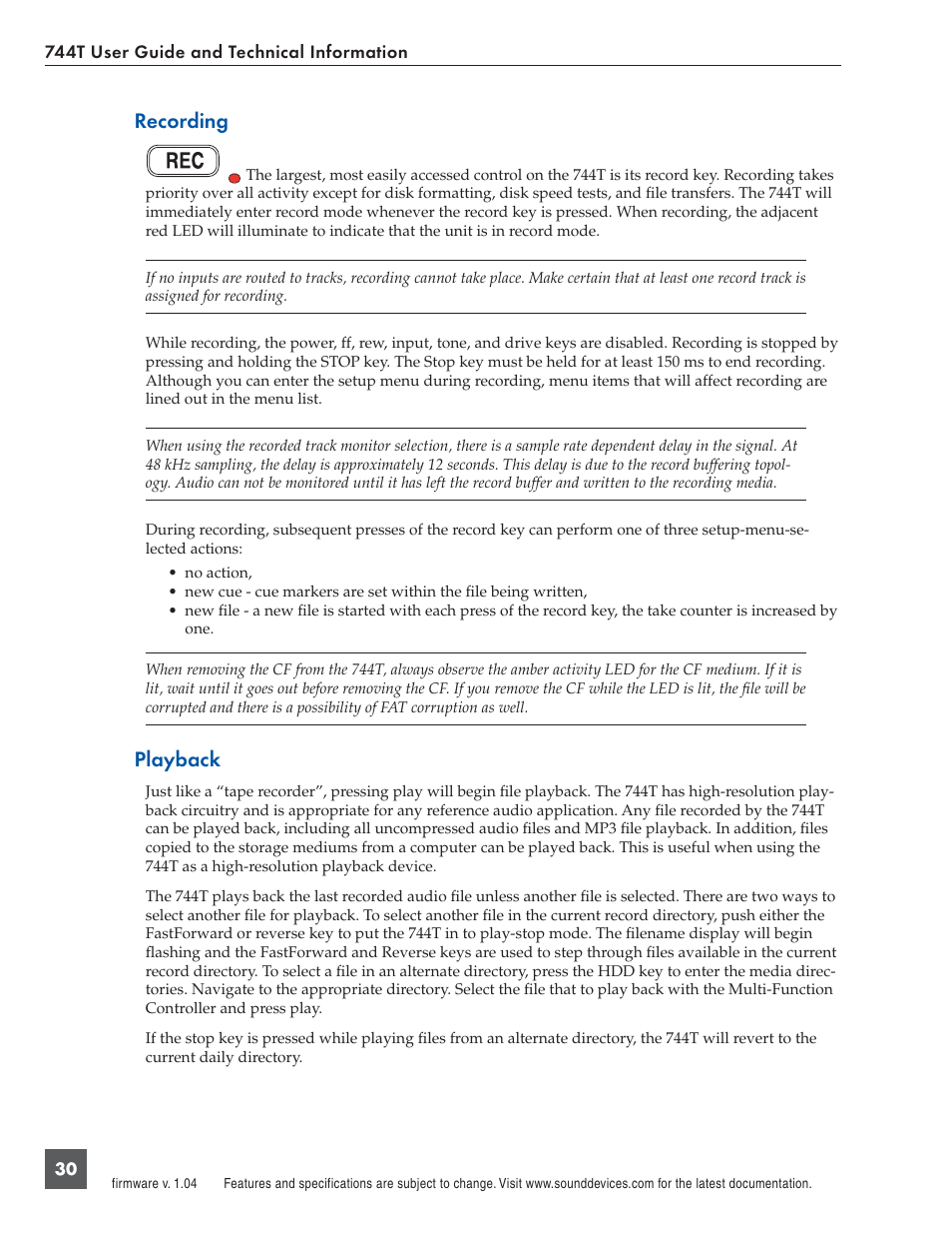 Recording, Playback | Panasonic 744T User Manual | Page 32 / 64