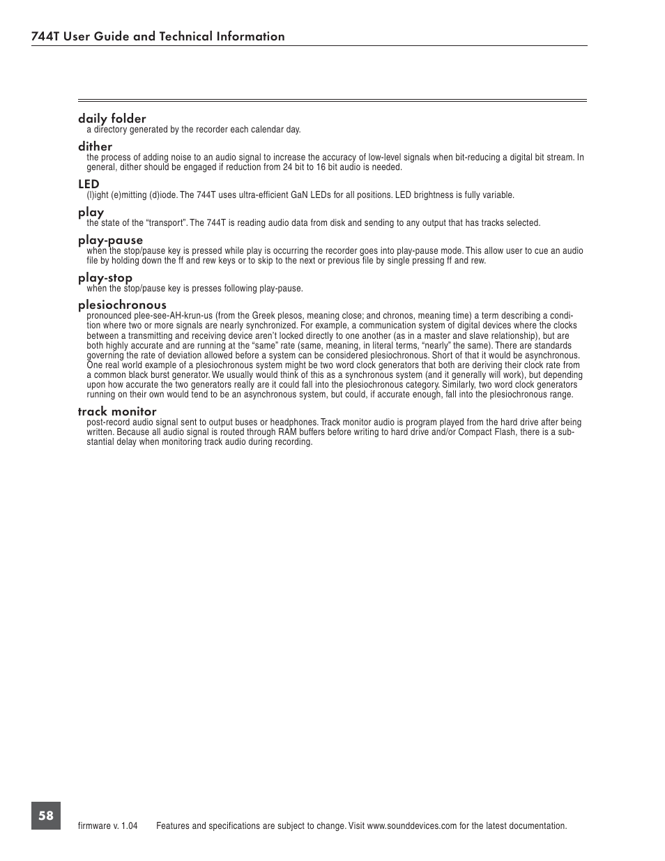 Glossary of terms | Panasonic 744T User Manual | Page 60 / 64