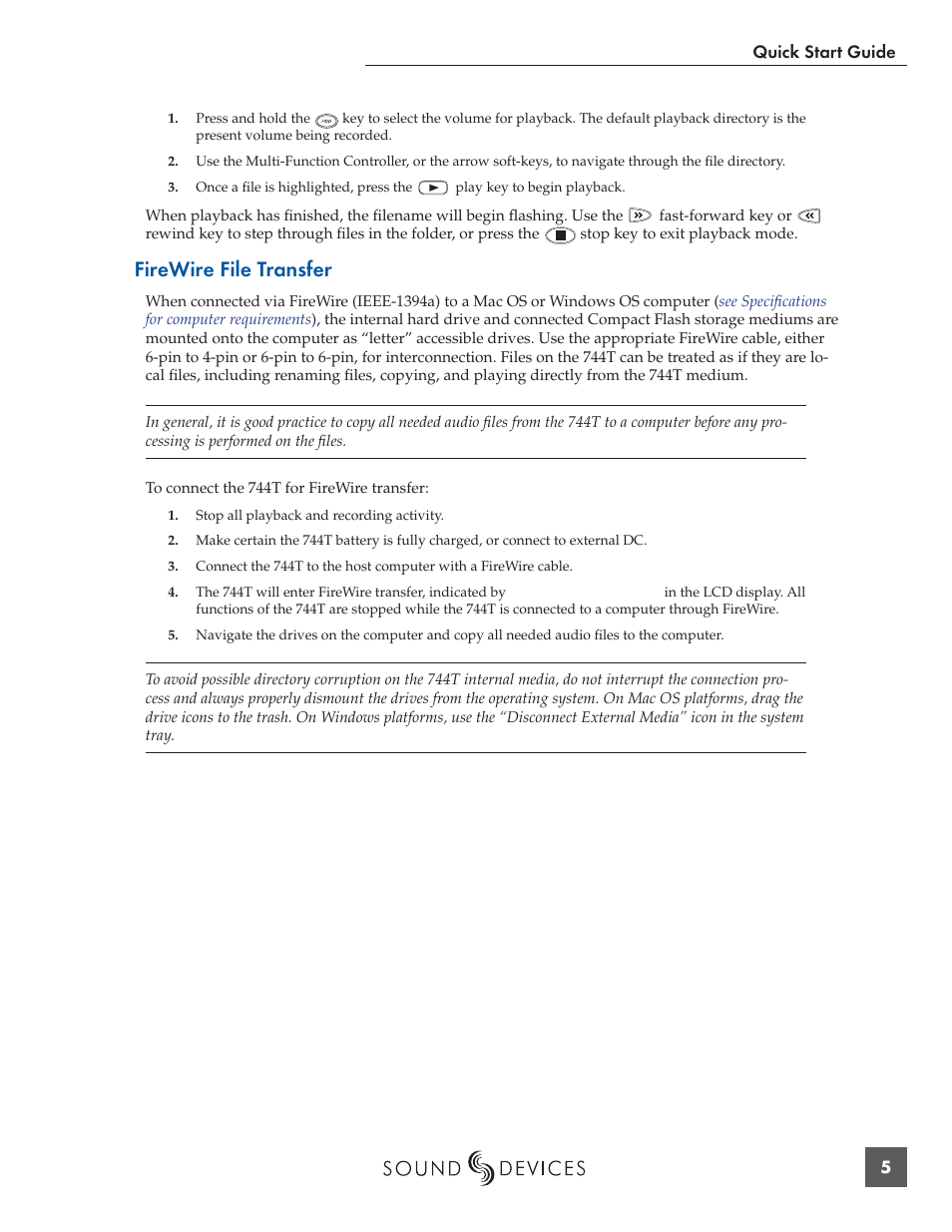 Firewire file transfer | Panasonic 744T User Manual | Page 7 / 64