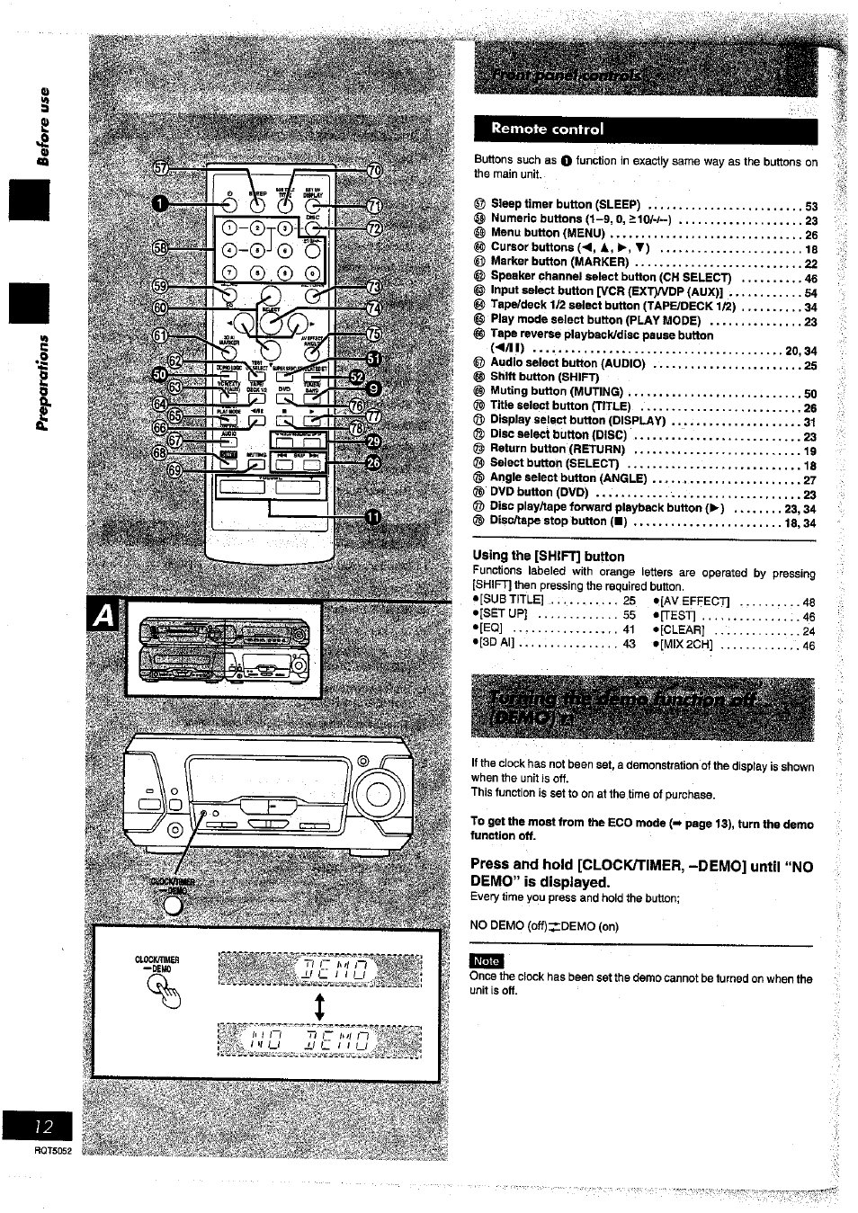 Remote control | Panasonic SC-DV150 User Manual | Page 11 / 63