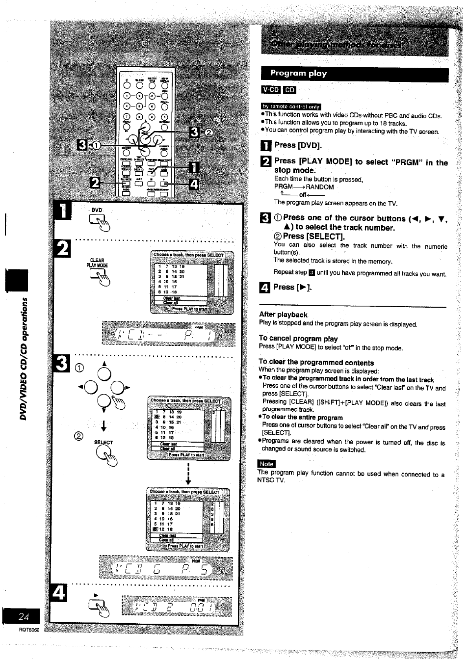 П press [dvd, Press [select, To clear the programmed contents | Panasonic SC-DV150 User Manual | Page 23 / 63