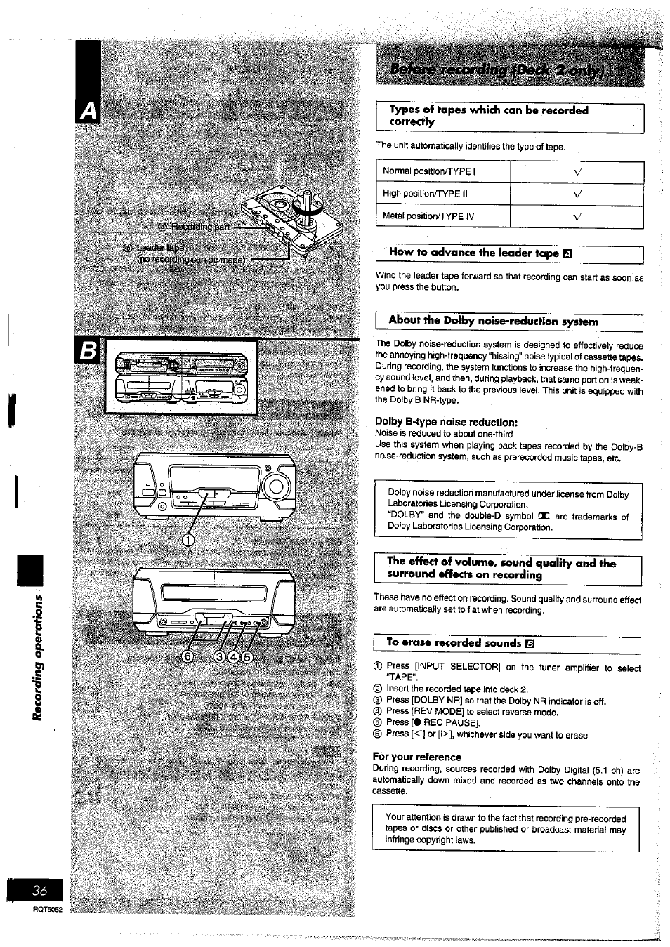 Dolby b-type noise reduction, For your reference | Panasonic SC-DV150 User Manual | Page 35 / 63