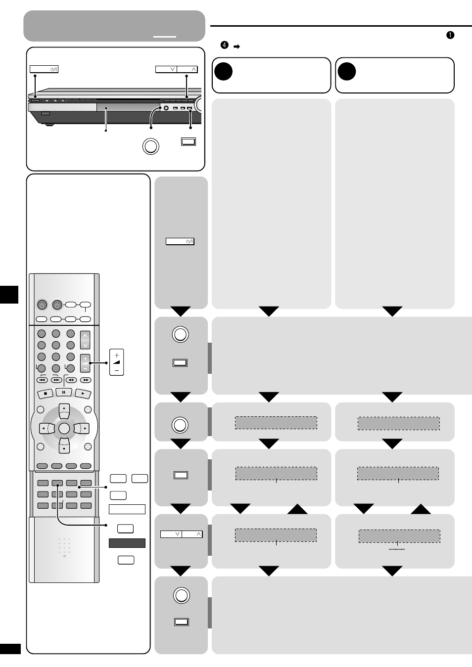 Step 3 - settings, Step, Settings | F ro n t, 1 0 f e e t, Speakers, Distance, Enter the setting mode, Press at the same time select “speakers, Select the speaker. change the setting | Panasonic SA-XR45 User Manual | Page 10 / 24