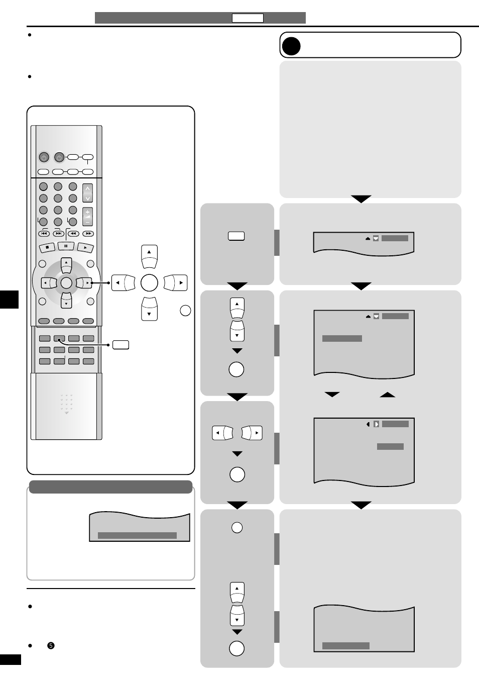 Settings, Speaker size, On screen display mode | Enter the setup menu, Select the speaker. change the setting, Continue making other settings, Press and hold, Or exit the setup menu, Step 3 | Panasonic SA-XR45 User Manual | Page 12 / 24