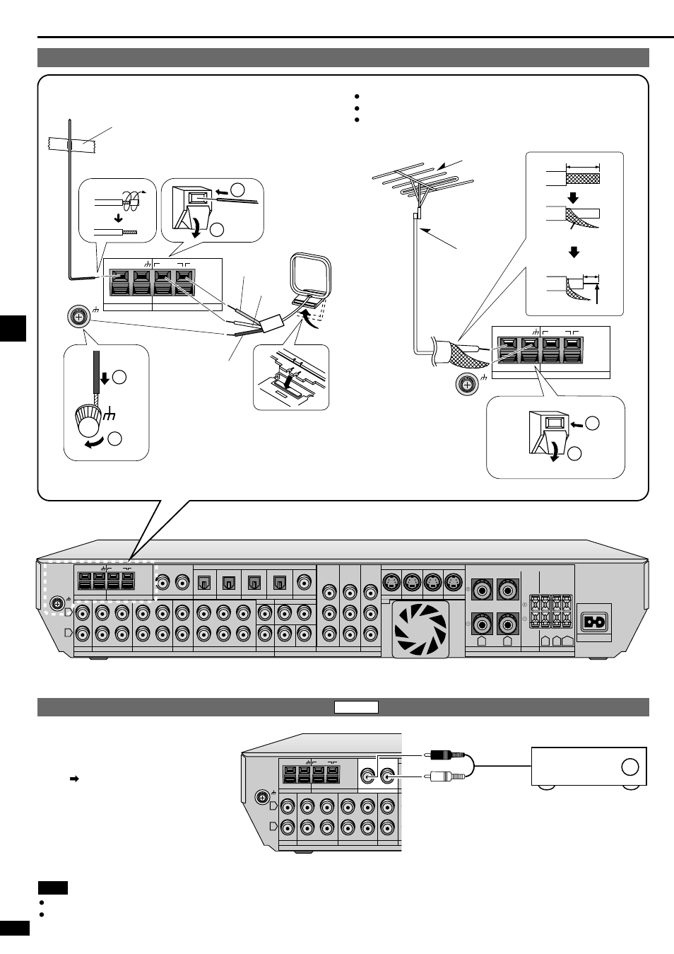 Equipment connections, Using the second audio out terminal, Antennas | 8step 2, Loop | Panasonic SA-XR45 User Manual | Page 8 / 24
