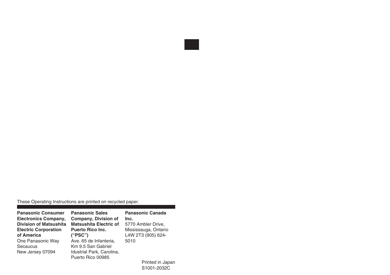 Panasonic PT-AE100U User Manual | Page 27 / 27