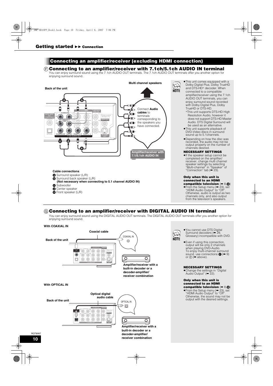 Getting started, 11 connection | Panasonic DMP-BD10A User Manual | Page 10 / 33