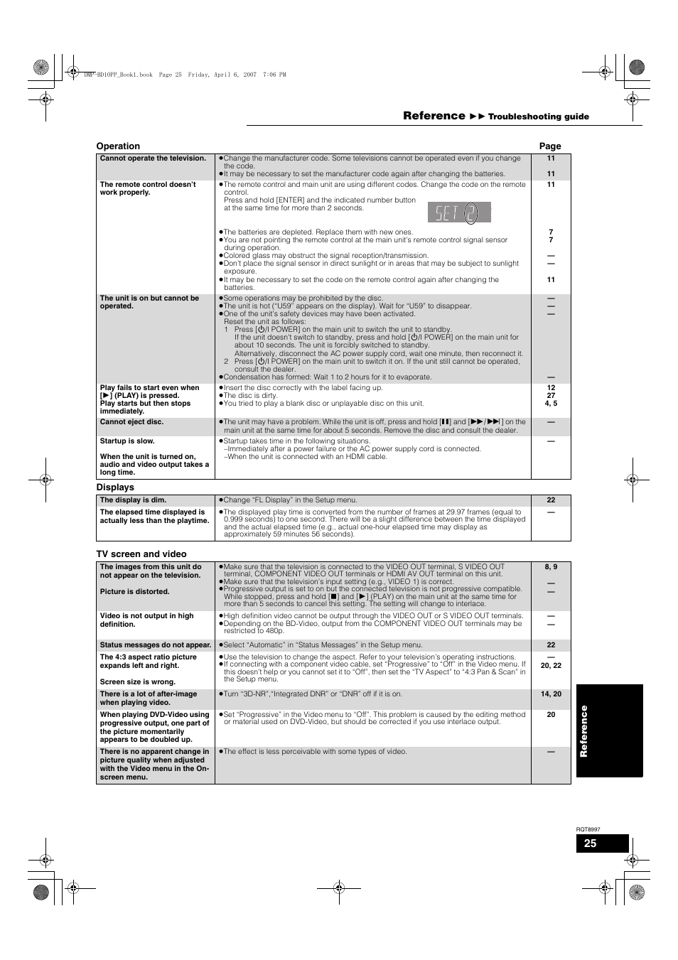 Reference | Panasonic DMP-BD10A User Manual | Page 25 / 33