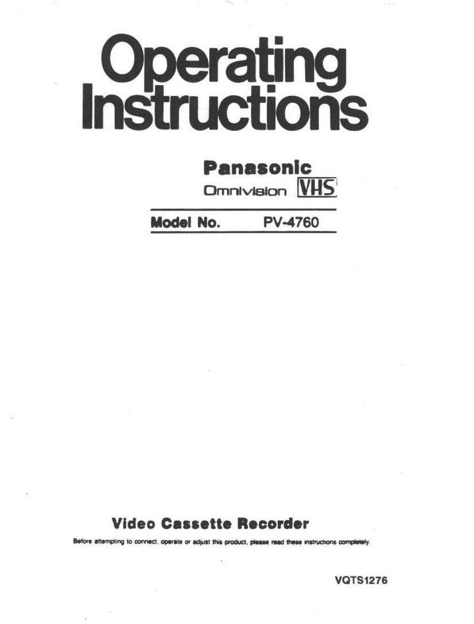 Panasonic PV-4760 User Manual | 52 pages