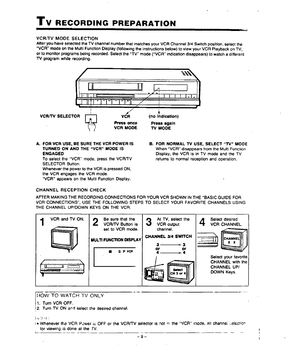 Recording preparation | Panasonic PV-4760 User Manual | Page 10 / 52