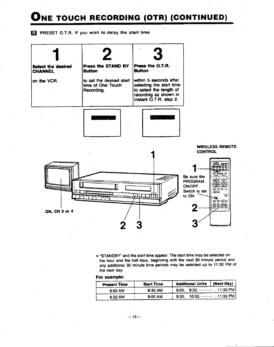 For example, Touch, Recording | Continued | Panasonic PV-4760 User Manual | Page 16 / 52