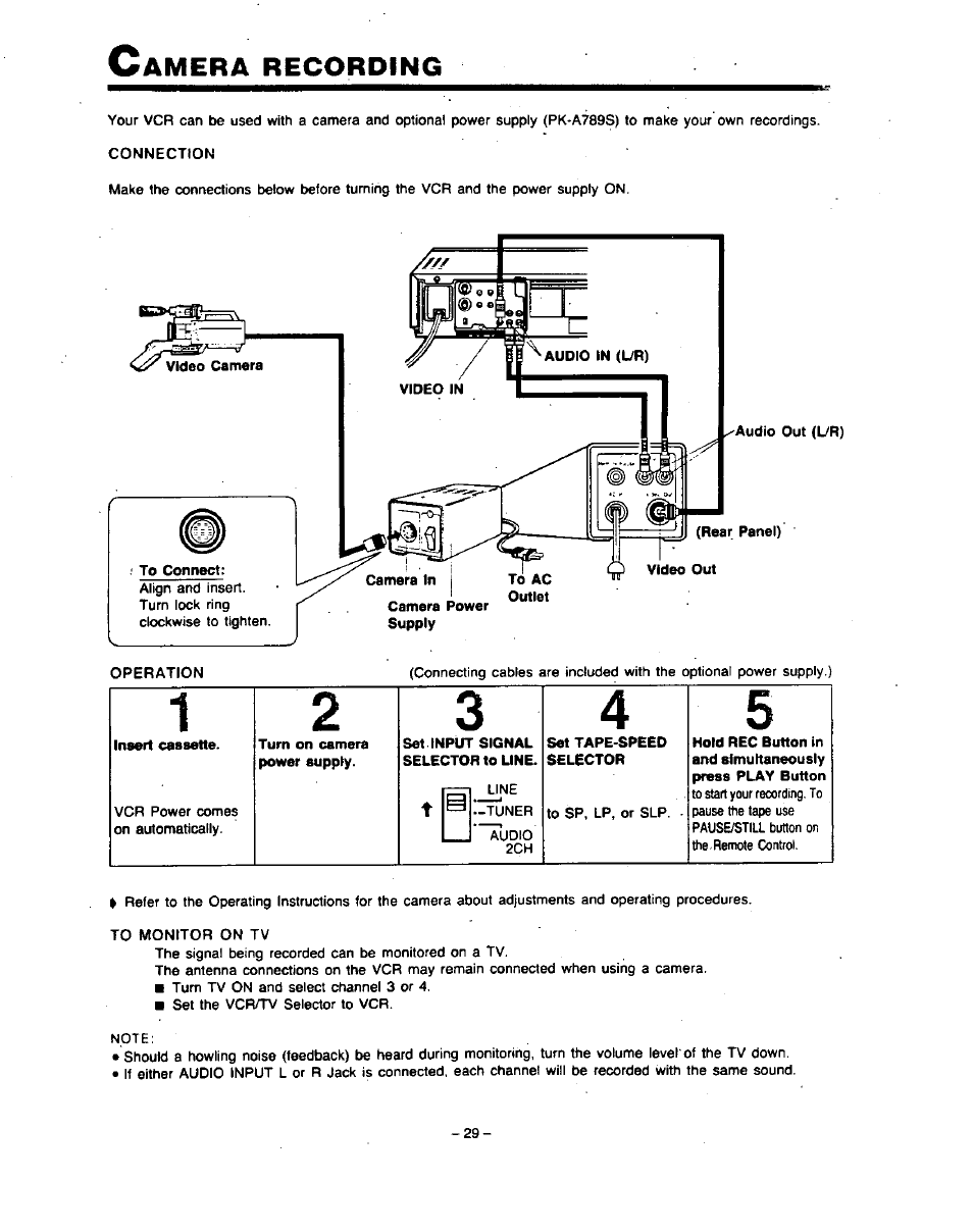 Amera recording | Panasonic PV-4760 User Manual | Page 30 / 52