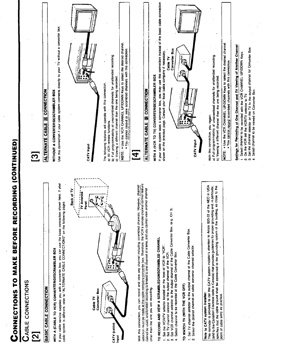 Onnections, Make, Before | Recording, Continued | Panasonic PV-4760 User Manual | Page 47 / 52