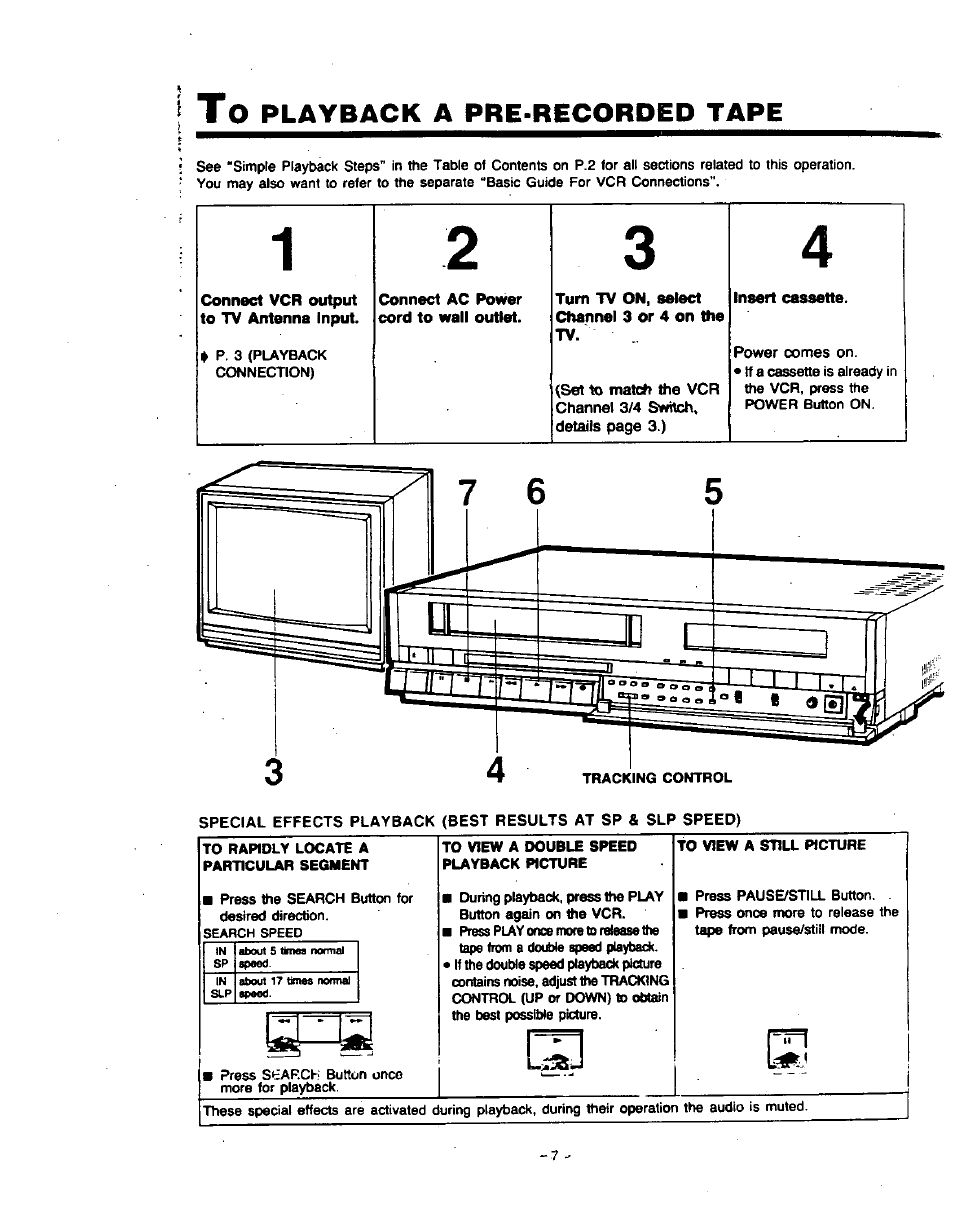 Playback a pre-recorded tape | Panasonic PV-4760 User Manual | Page 8 / 52