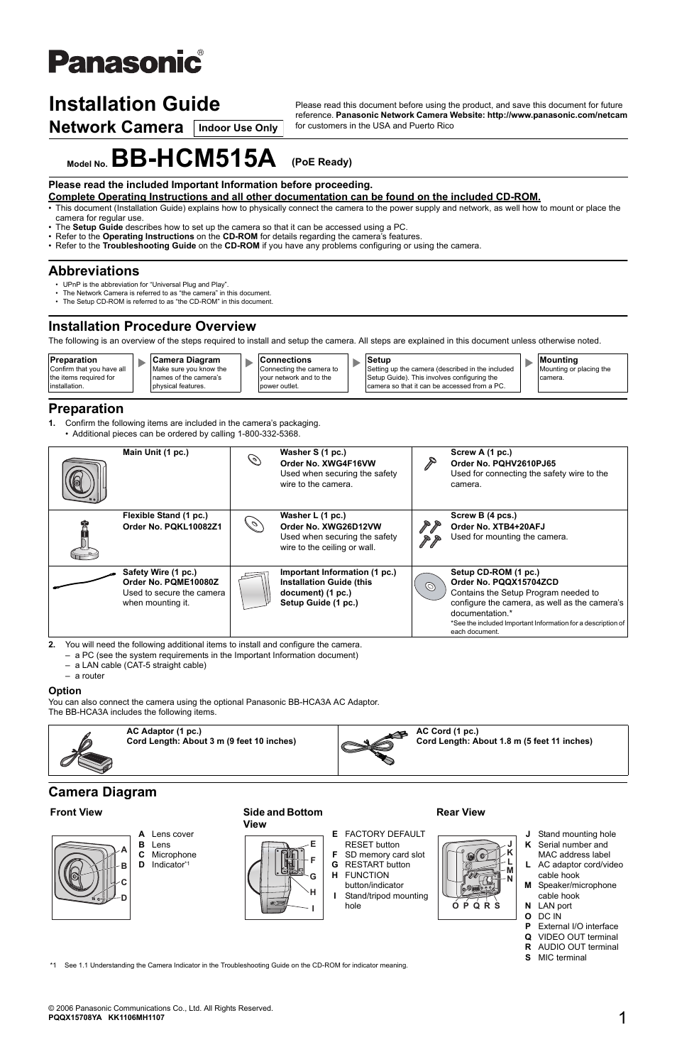 Panasonic BB-HCM515A User Manual | 4 pages