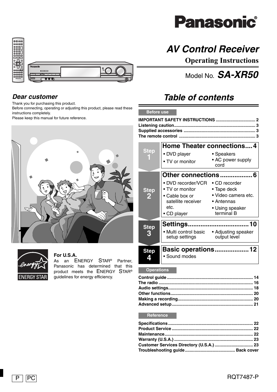 Panasonic SA-XR50 AV User Manual | 24 pages