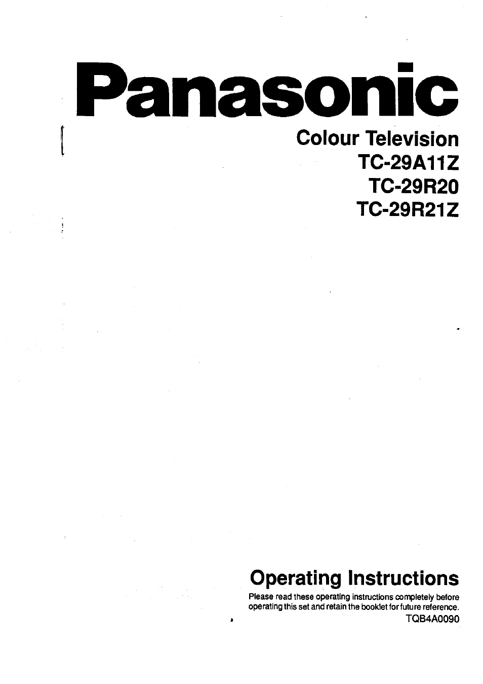 Panasonic TC-29R20 User Manual | 11 pages