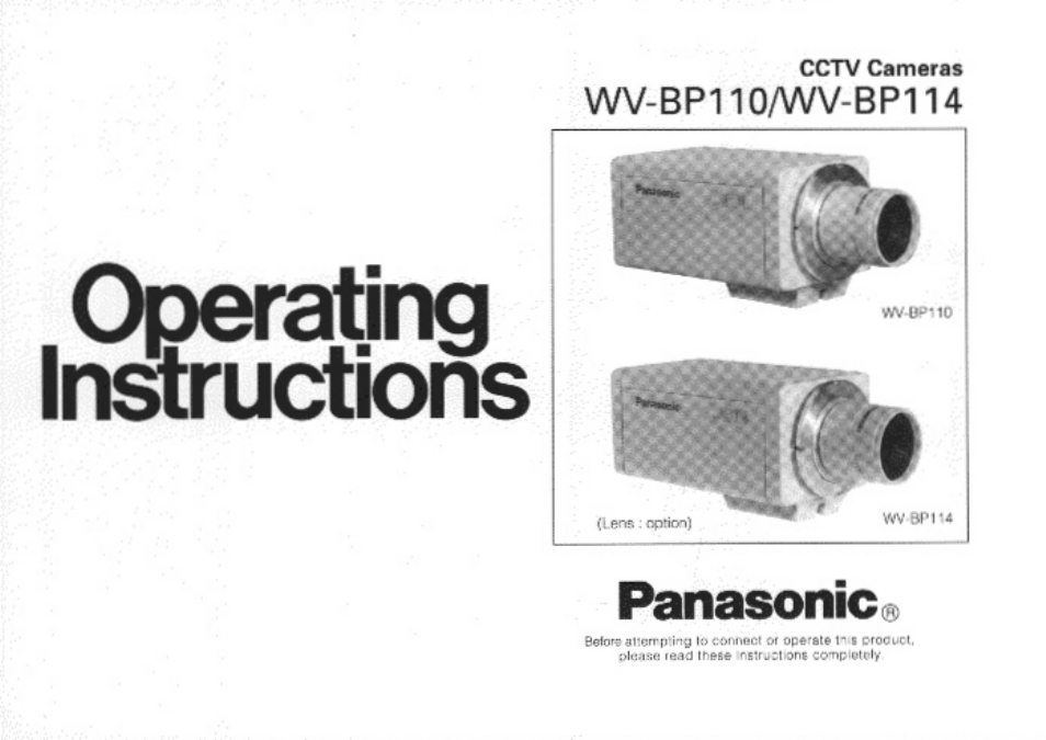 Panasonic WVBP110 User Manual | 14 pages