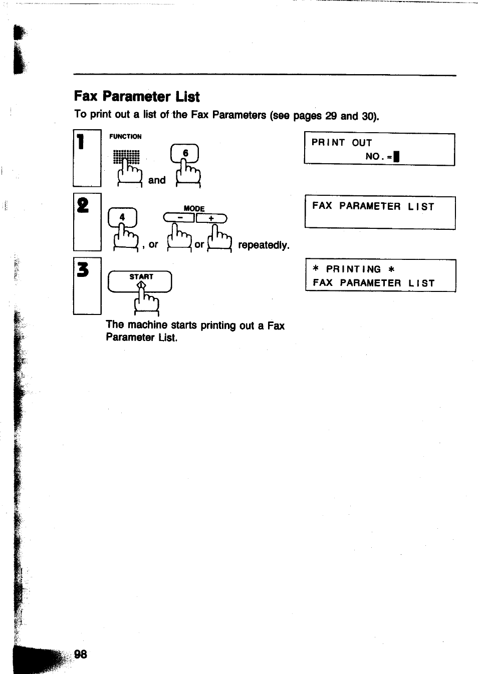 Fax parameter list | Panasonic Panafax UF-260 User Manual | Page 100 / 150